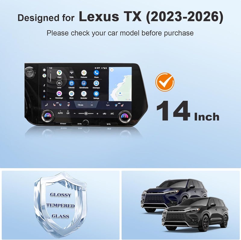 BSTW for 2025 Lexus TX Screen Protector for 2024-2026 Lexus TX 350/500h Hybrid F-Sport/500h+ PHEV 14-in Display for 2026 Lexus TX Accessories Anti-Scratch Tempered Glass Protective Film (TX 14-In HD) - Image 3